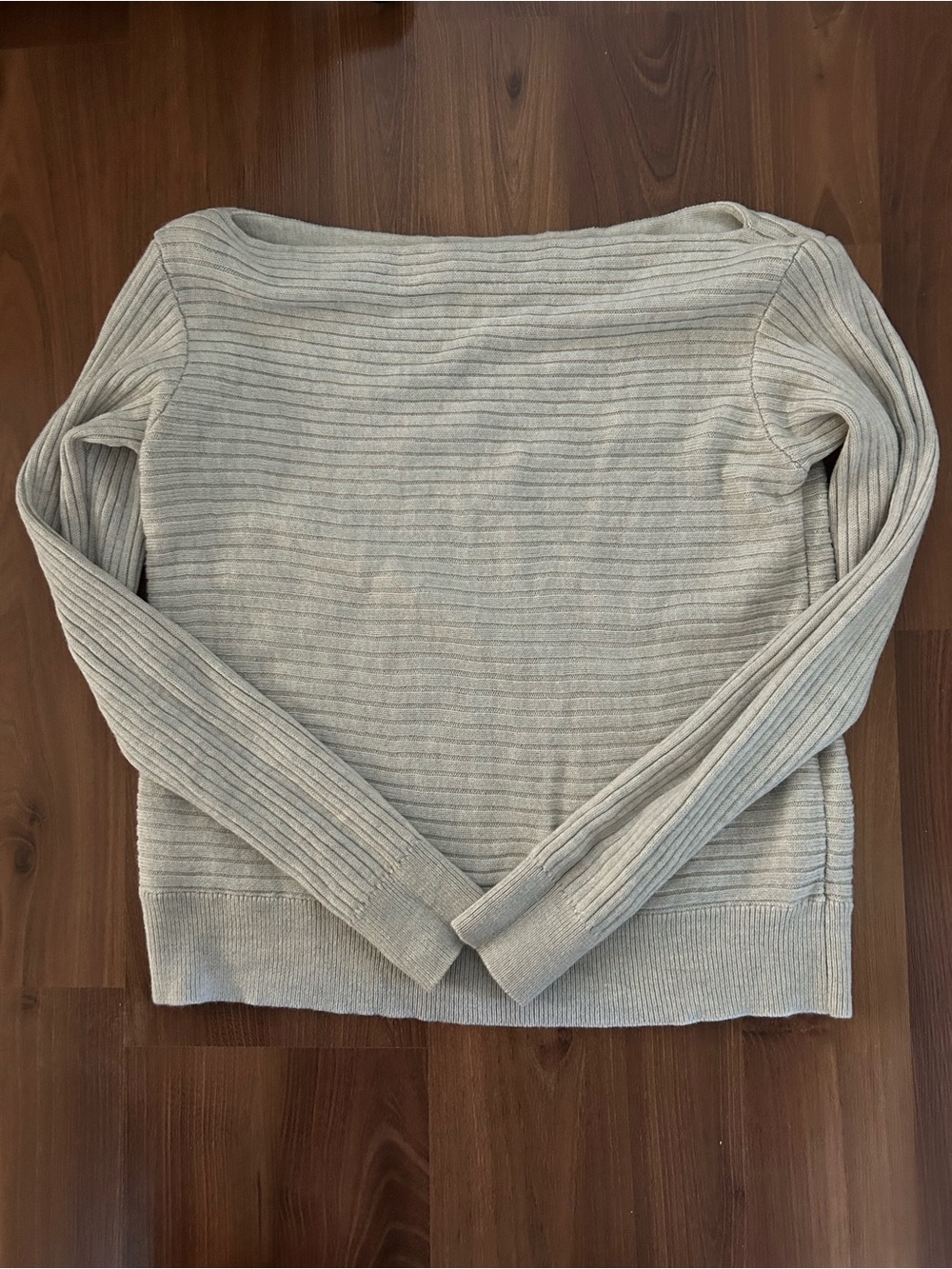 Aritzia Light Gray Ribbed Boat Neck Sweater